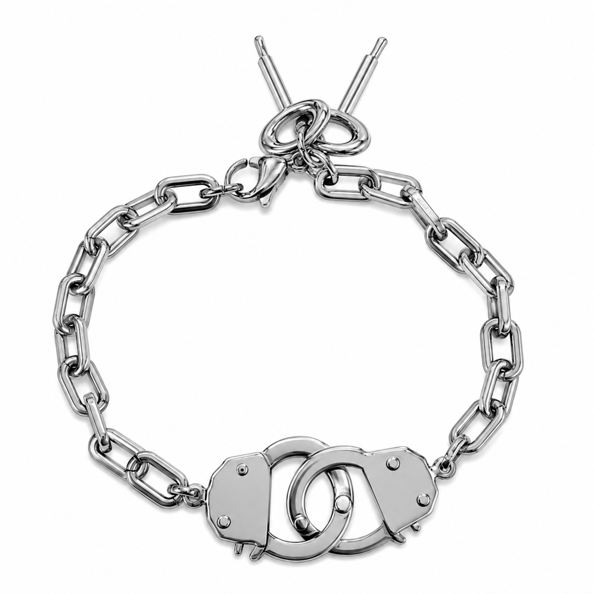 Stainless Steel Hand Cuff Actually Open Lock Key Bracelet