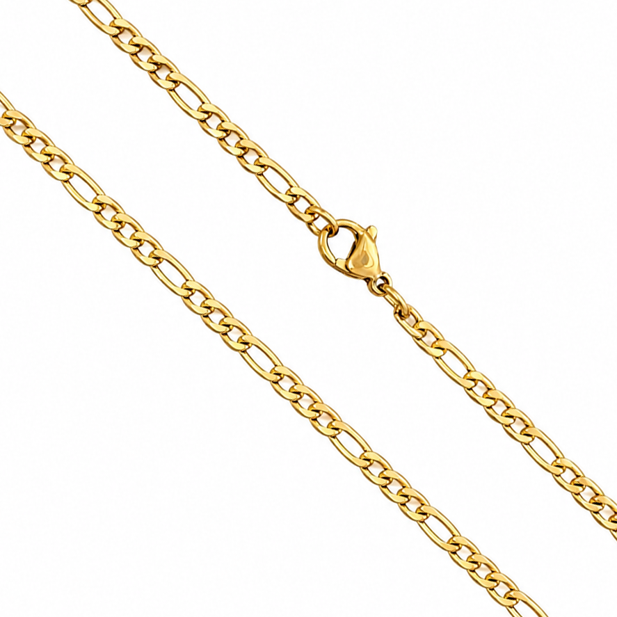 18k Gold PVD Stainless Steel 3mm Figaro Link Chain