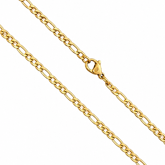 18k Gold PVD Stainless Steel 3mm Figaro Link Chain