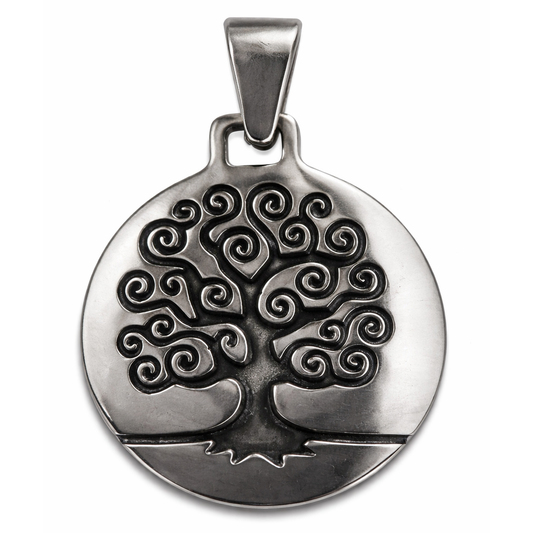 Stainless Steel Tree of Life Celtic Charm Flat Circle Pendant