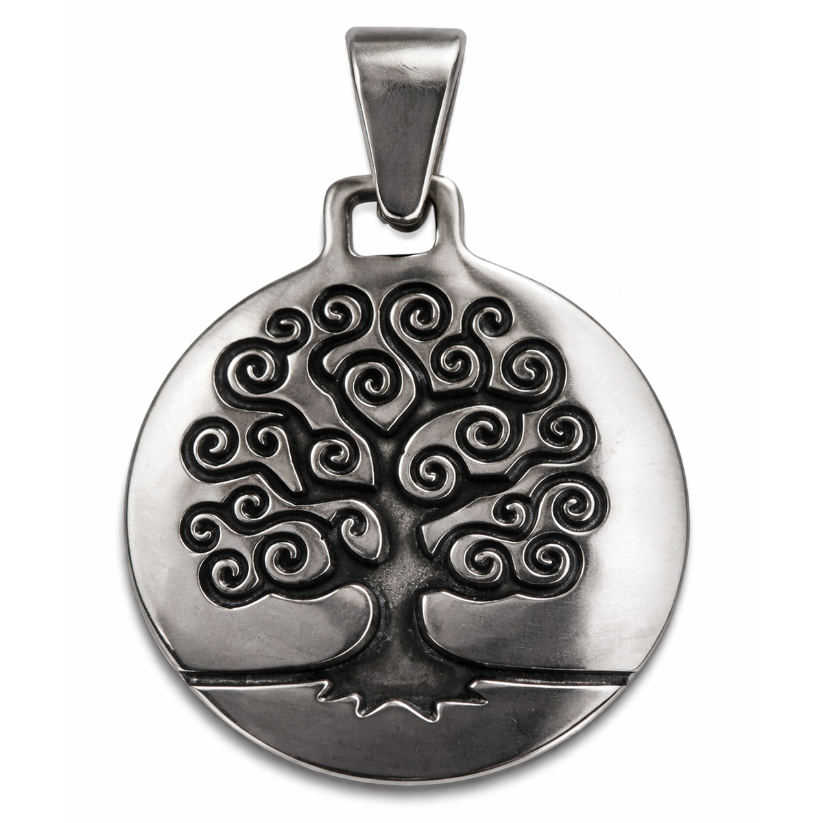 Stainless Steel Tree of Life Celtic Charm Flat Circle Pendant