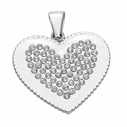 Stainless Steel Heart Love Clear CZ Pendant
