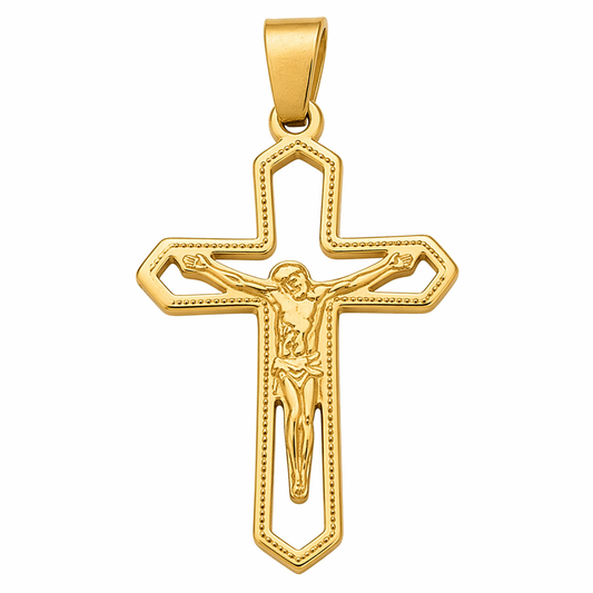 18k Gold PVD Stainless Steel Crucifix Cross Pendant