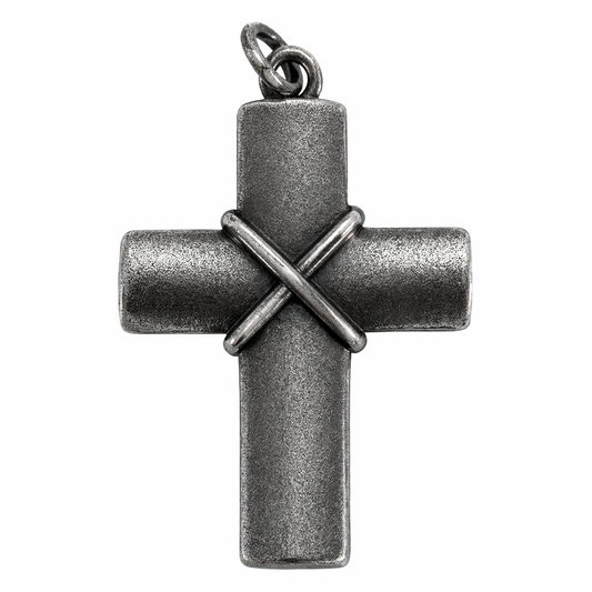 Stainless Steel Oxidized Cross Criss Cross Knot Pendant