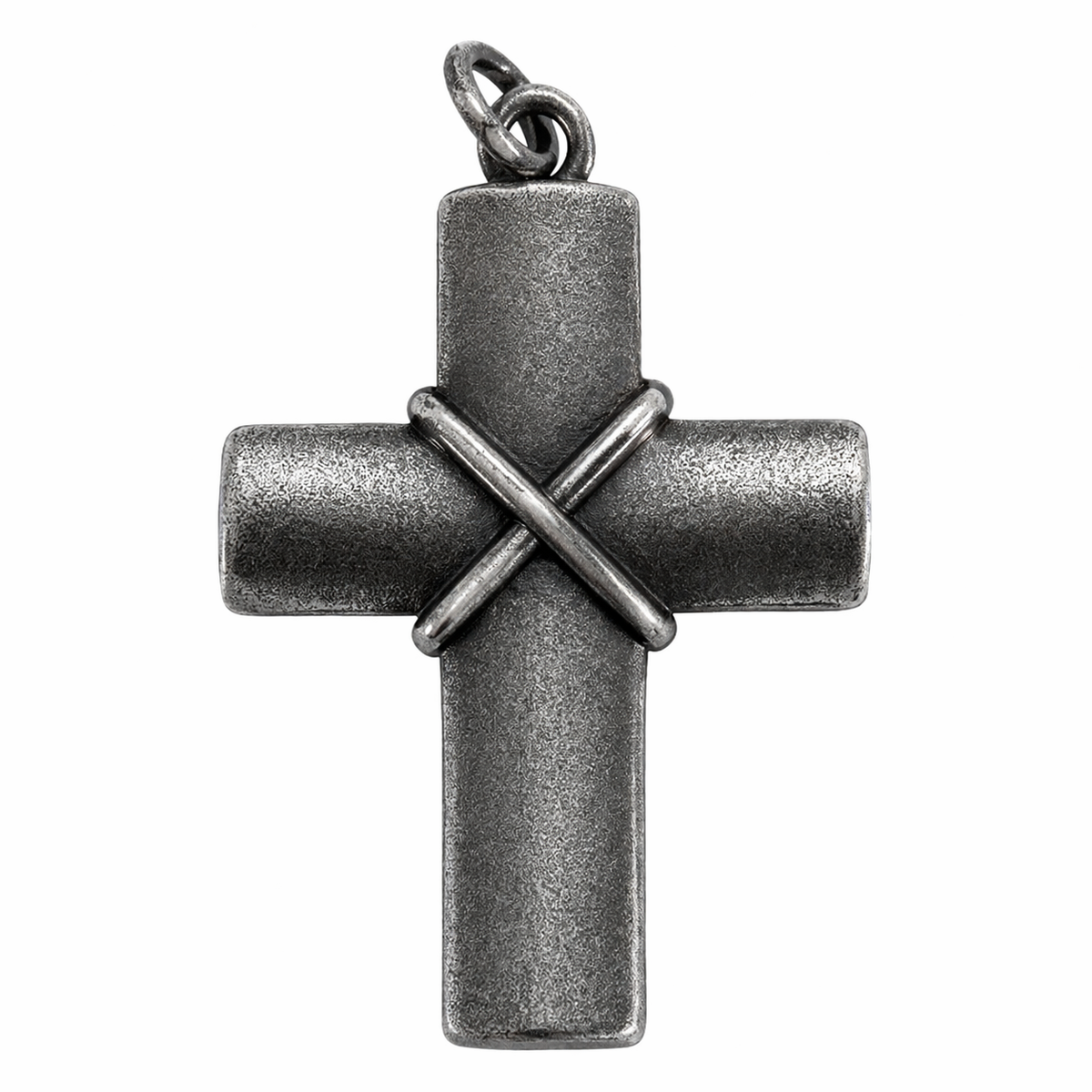Stainless Steel Oxidized Cross Criss Cross Knot Pendant