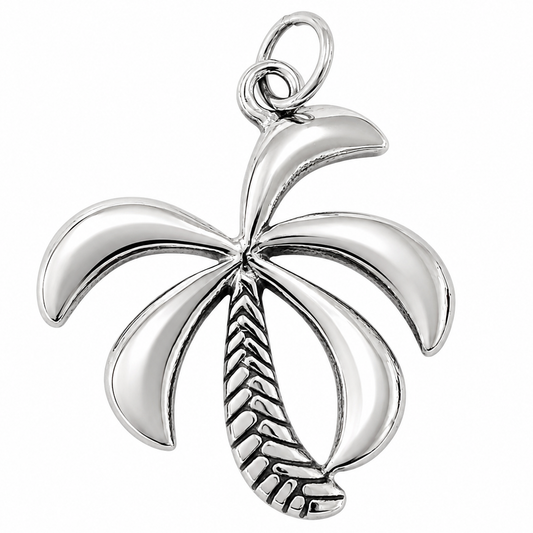 Stainless Steel Palm Tree Ocean Beach Charm Pendant