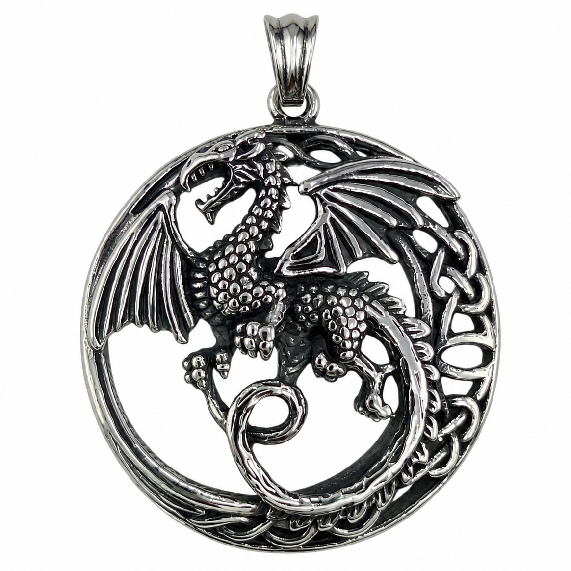 Stainless Steel Dragon Celtic Charm Pendants
