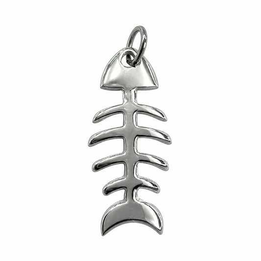 Stainless Steel Dead Fish Skeleton Animal Nature Charm Pendant