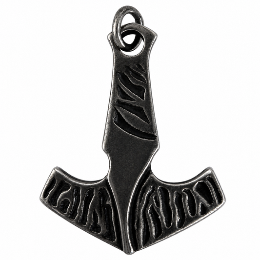 Stainless Steel Oxidized Thor Hammer Viking Mjolnir Pendant