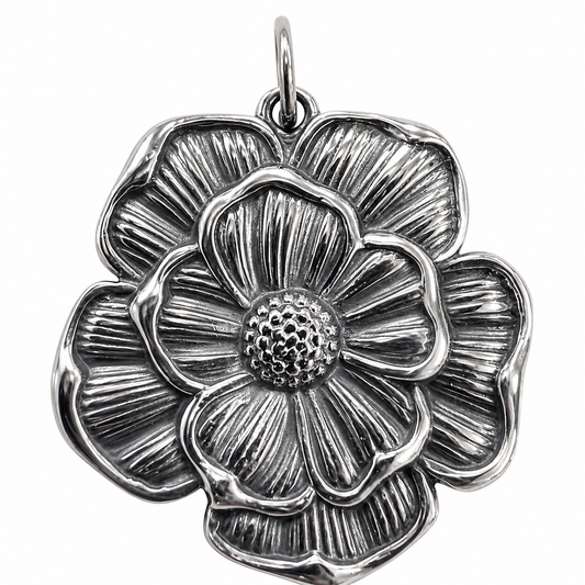 Stainless Steel Large Flower Nature Pendant Charm