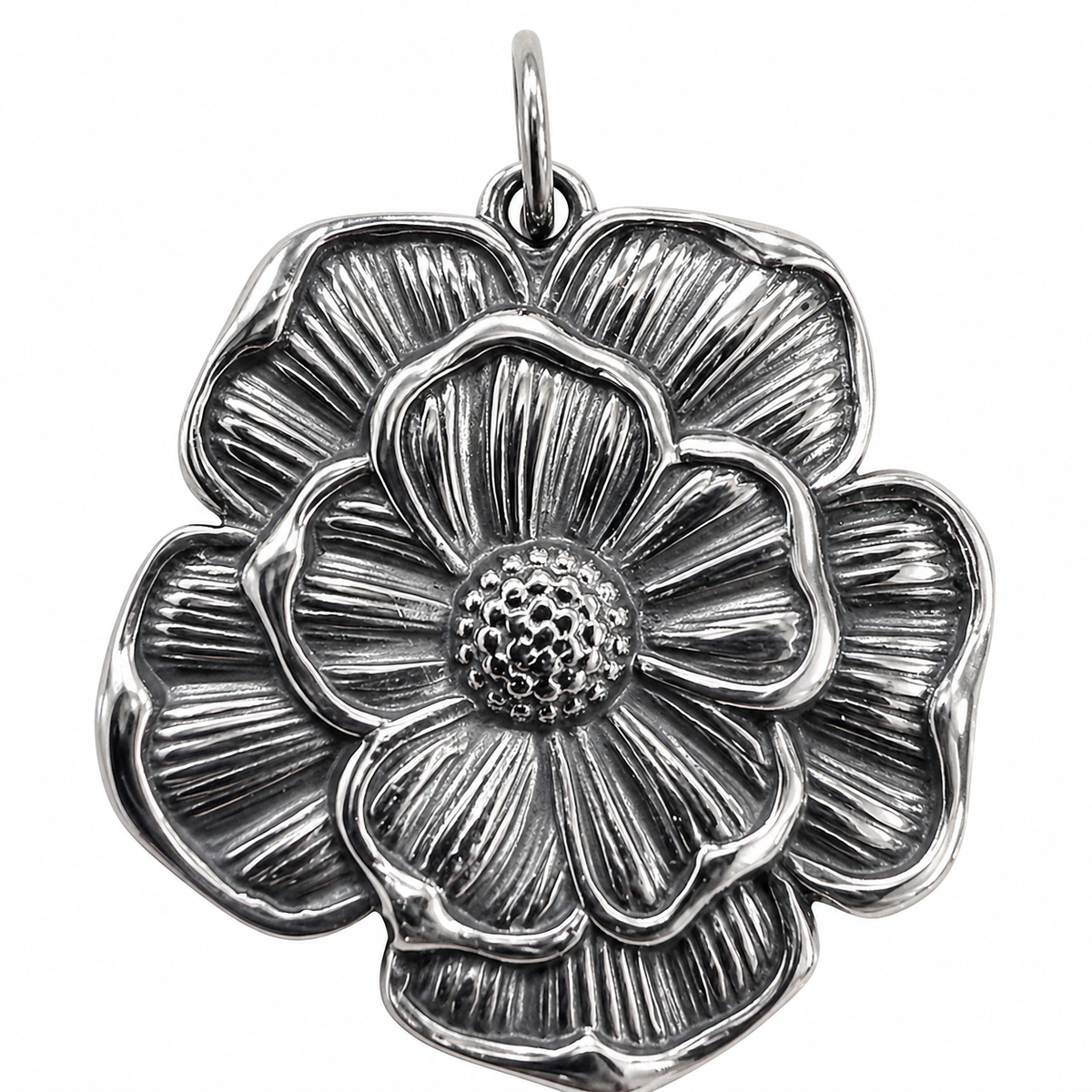 Stainless Steel Large Flower Nature Pendant Charm