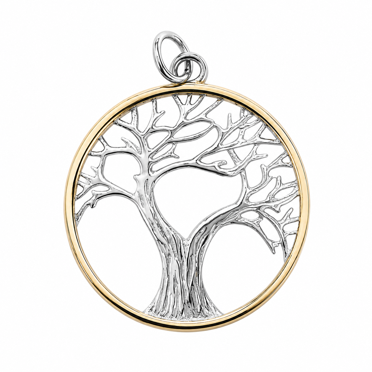 18k Gold PVD Stainless Steel Tree of Life Halo Nature Charm Pendant