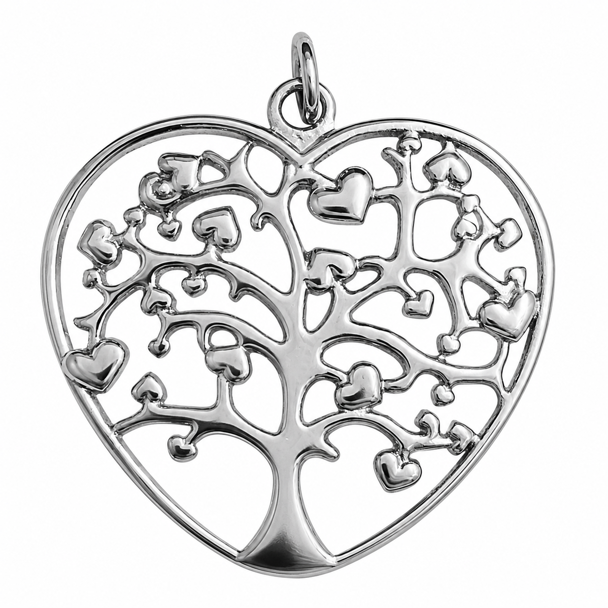 Stainless Steel Heart Tree of Life Pendant