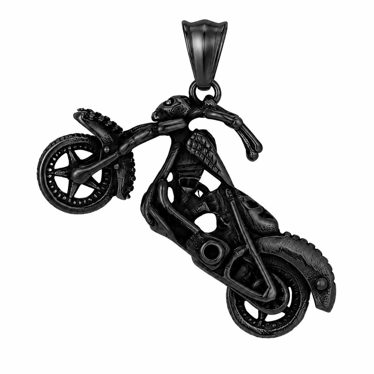 Black PVD Stainless Steel Biker Motorcycle Bike Charm Pendant