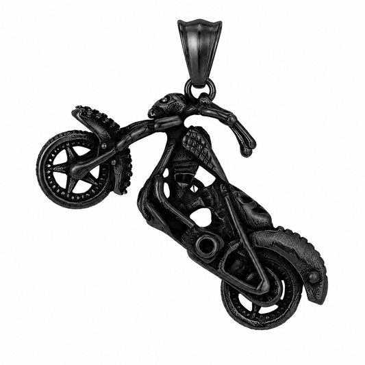 Black PVD Stainless Steel Biker Motorcycle Bike Charm Pendant