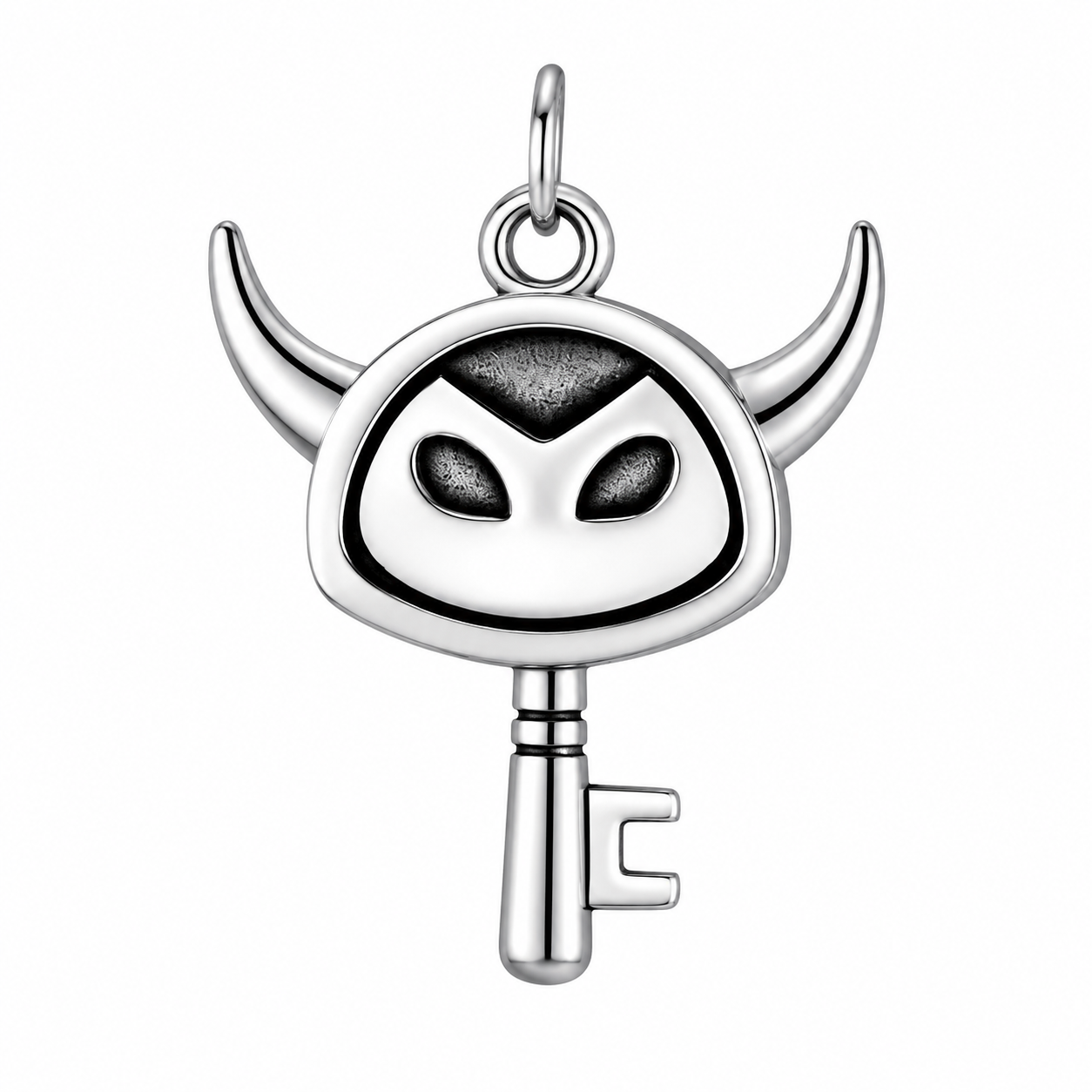 Stainless Steel Devil Head Horn Skeleton Key Charm Pendant