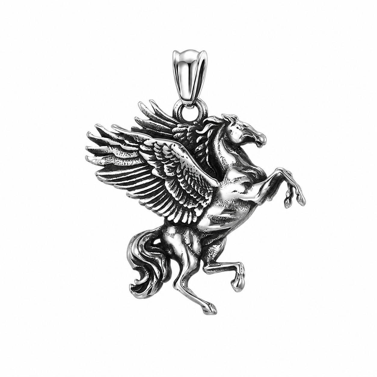 Stainless Steel Pegasus Mythical Flying Horse Animal Charm Pendant