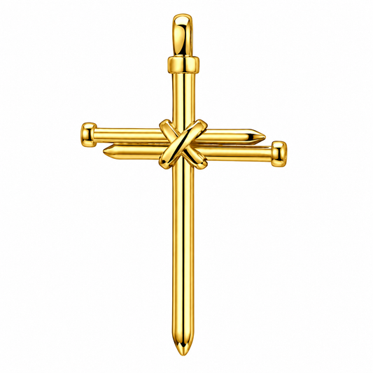 18k Gold PVD Stainless Steel Christian Cross Jesus Nail Simple Charm Pendant