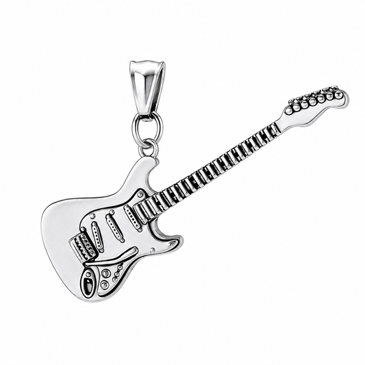 Stainless Steel Guitar Rock & Roll Music Charm Pendant