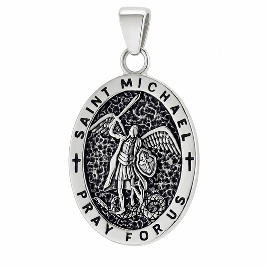 Stainless Steel St Michael Pray For Us Catholic Christian Charm Pendant
