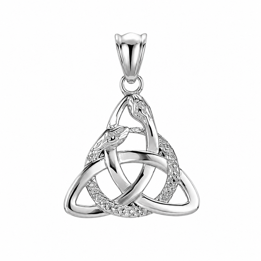 Stainless Steel Triquetra Snake Celtic Knot Charm Pendant