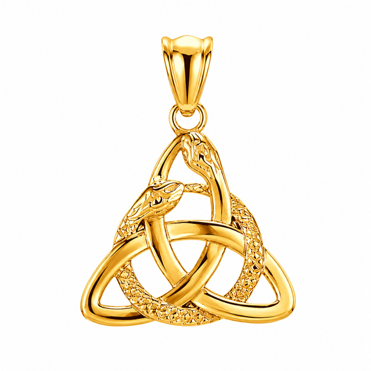 18k Gold PVD Stainless Steel Triquetra Snake Celtic Knot Charm Pendant