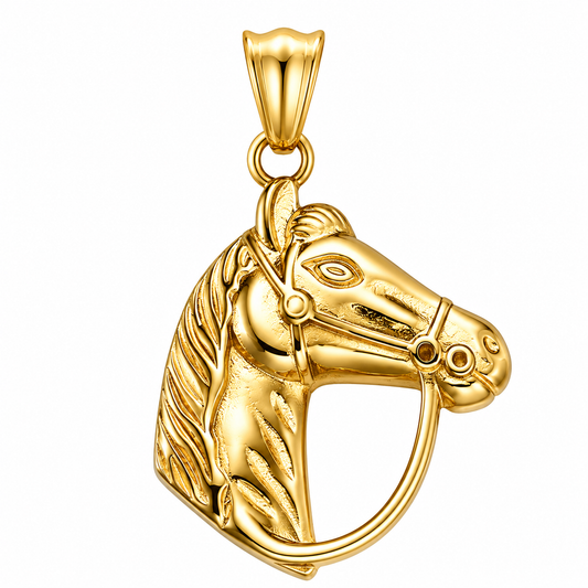 18k Gold PVD Stainless Steel Horse Rancher Cattle Good Luck Charm Pendant