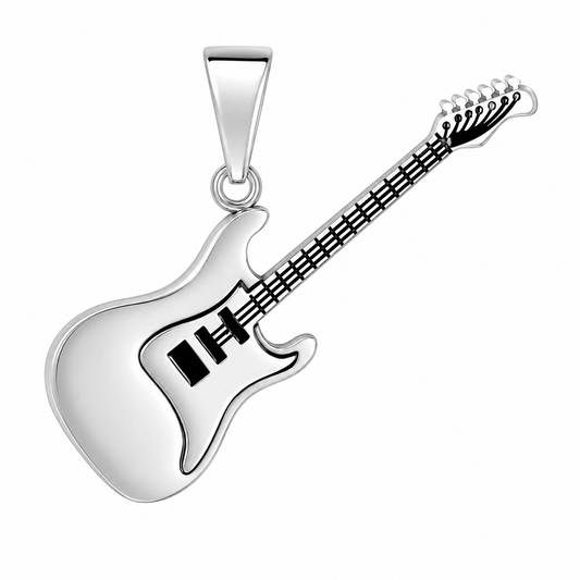 Stainless Steel Guitar Rock & Roll Music Charm Pendant