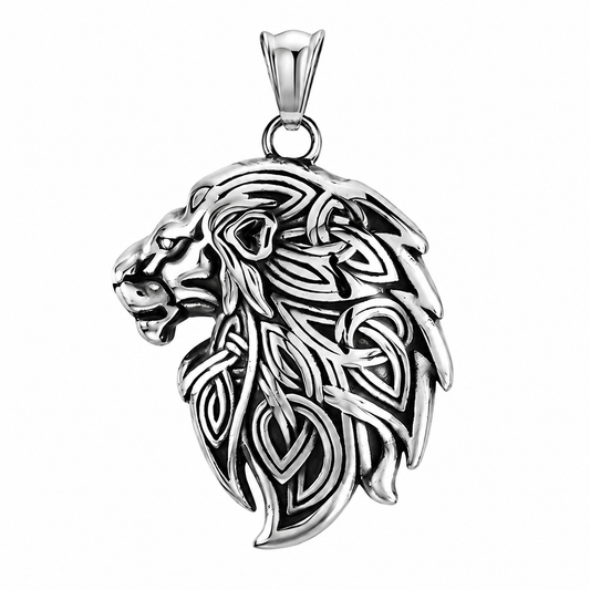 Stainless Steel Lion Mane Celtic Knot Triquetra Hair Animal Cat Charm Pendant