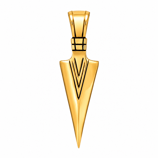 18k Gold PVD Stainless Steel Arrowhead Bow Pointed Tip Chevron Charm Pendant