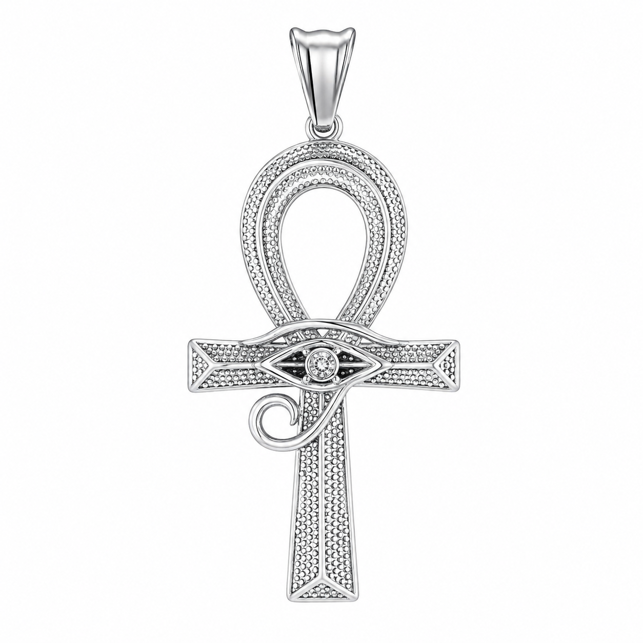 Stainless Steel Eye of Horus Ankh Egyptian Cross Charm Pendant