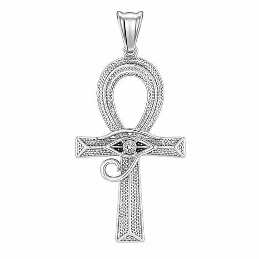 Stainless Steel Eye of Horus Ankh Egyptian Cross Charm Pendant