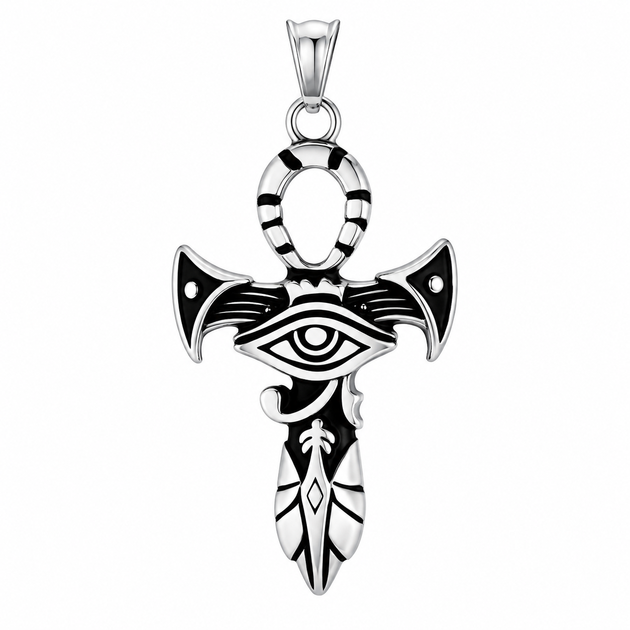 Stainless Steel Eye of Horus Ankh Egyptian Cross Charm Pendant