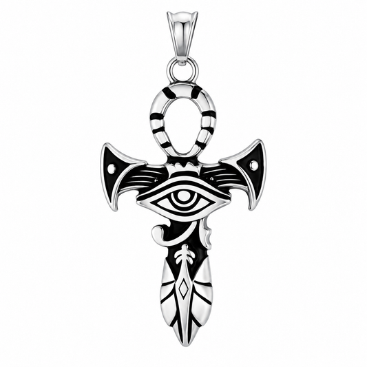 Stainless Steel Eye of Horus Ankh Egyptian Cross Charm Pendant