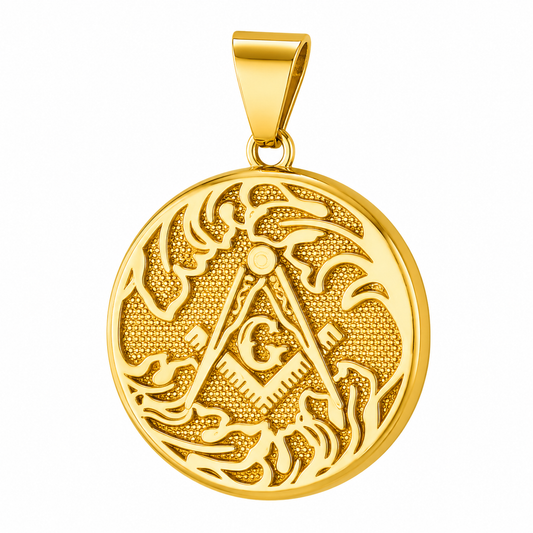 18k Gold PVD Stainless Steel Mason Masonic G Symbol Freemason Charm Pendant