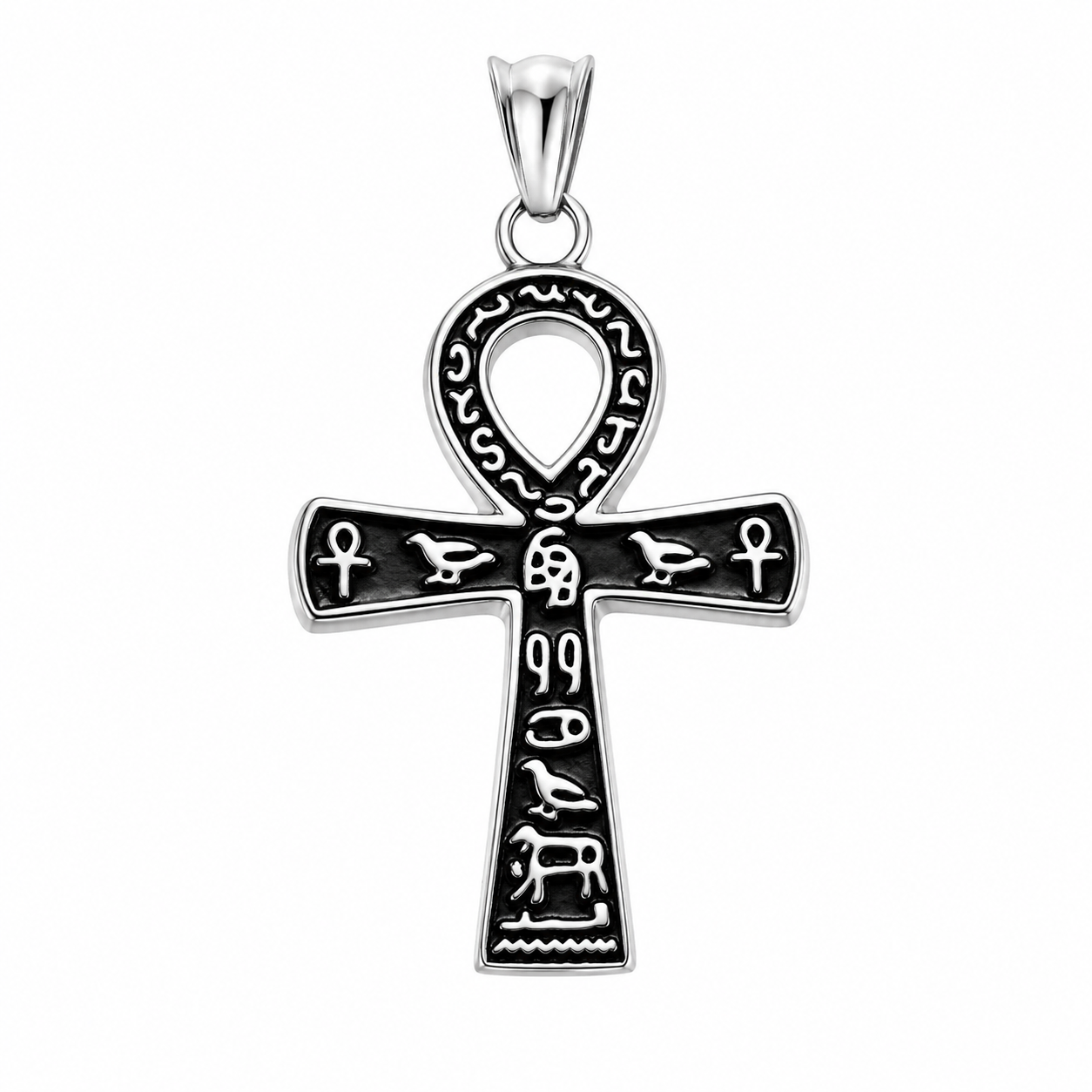 Stainless Steel Eye of Horus Ankh Egyptian Cross Charm Pendant