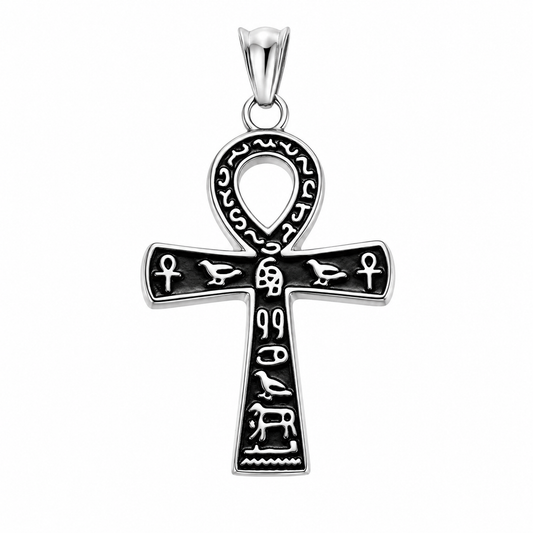 Stainless Steel Eye of Horus Ankh Egyptian Cross Charm Pendant