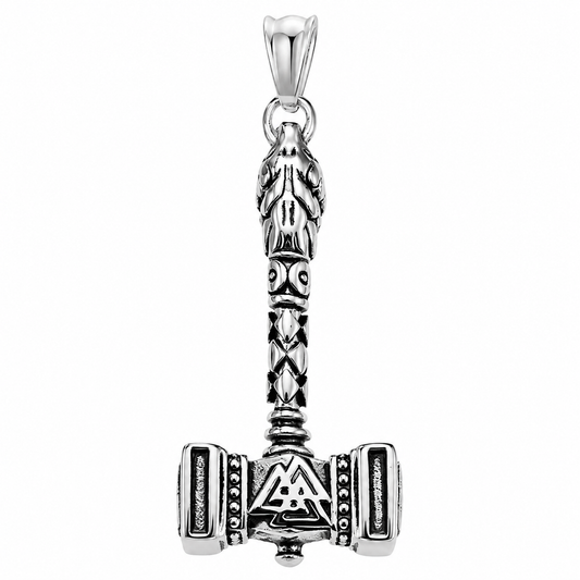 Stainless Steel Valknut Norse Hammer Mjolnir Thor Charm Pendant