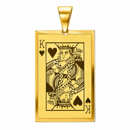 18k Gold PVD Stainless Steel King of Spades Card Lucky Gambling Charm Pendant