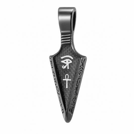 Black PVD Stainless Steel Egyptian Ankh Eye of Horus Pendant
