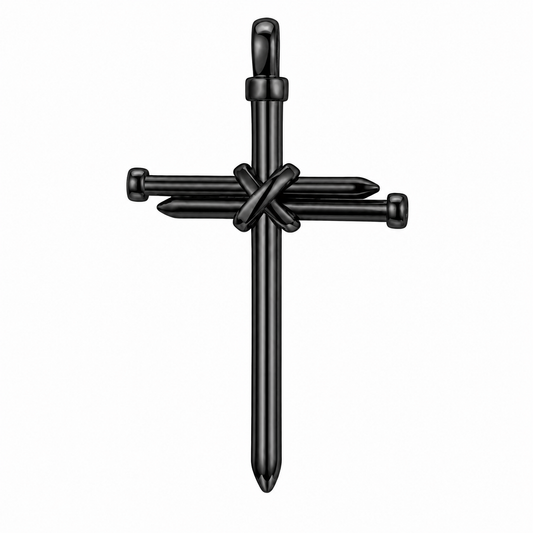 Black PVD Stainless Steel Christian Cross Jesus Nail Simple Charm Pendant