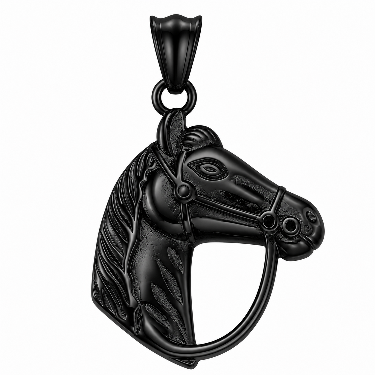 Black PVD Stainless Steel Horse Rancher Cattle Good Luck Charm Pendant