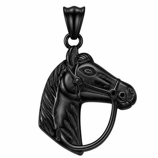 Black PVD Stainless Steel Horse Rancher Cattle Good Luck Charm Pendant