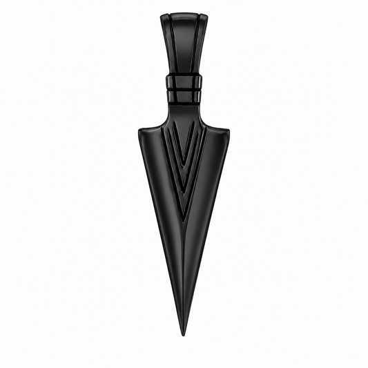 Black PVD Stainless Steel Arrowhead Bow Pointed Tip Chevron Charm Pendant