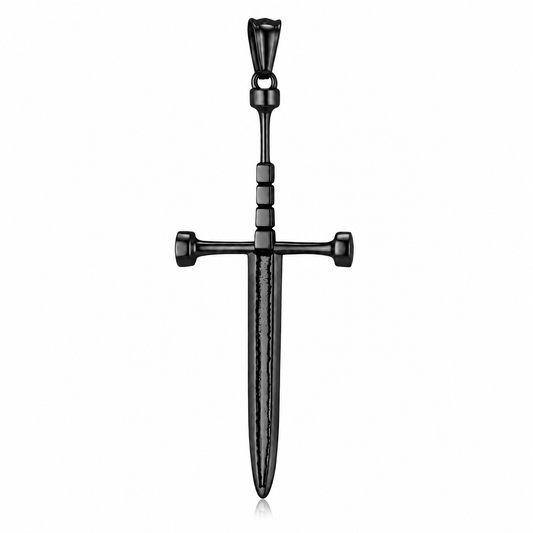 Black PVD Stainless Steel Dagger Blade Knife Sword Gladiator Knight Pendant