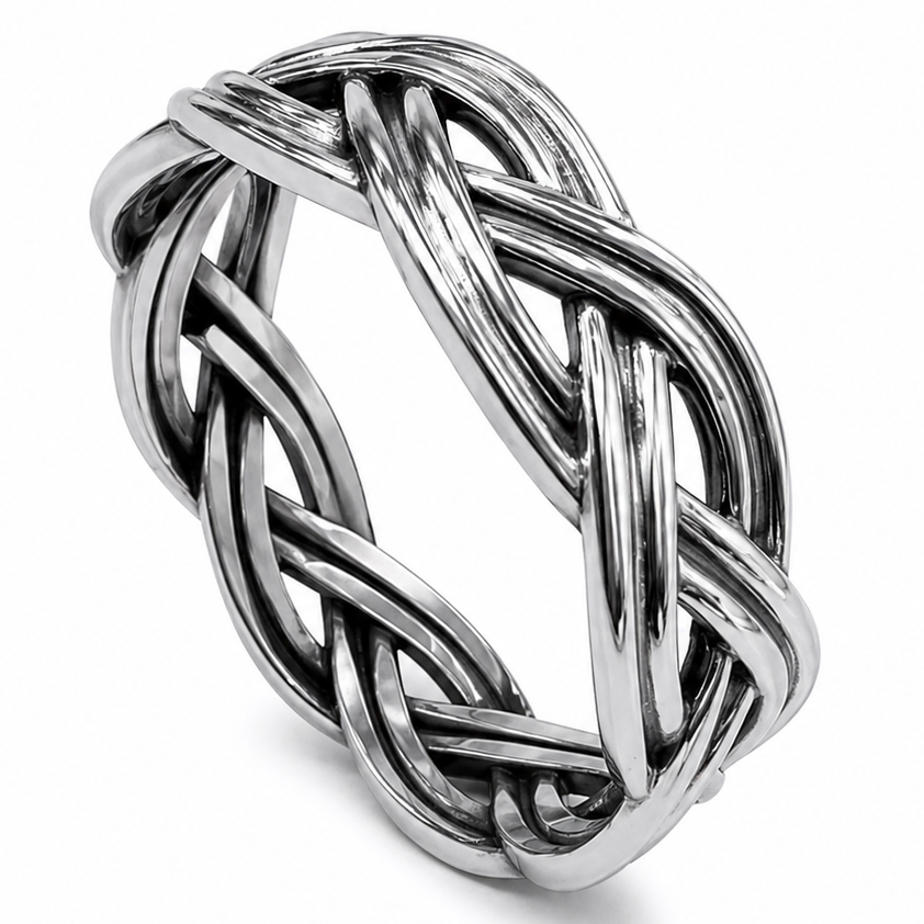 Stainless Steel Weave Knot Eternity Band Ring