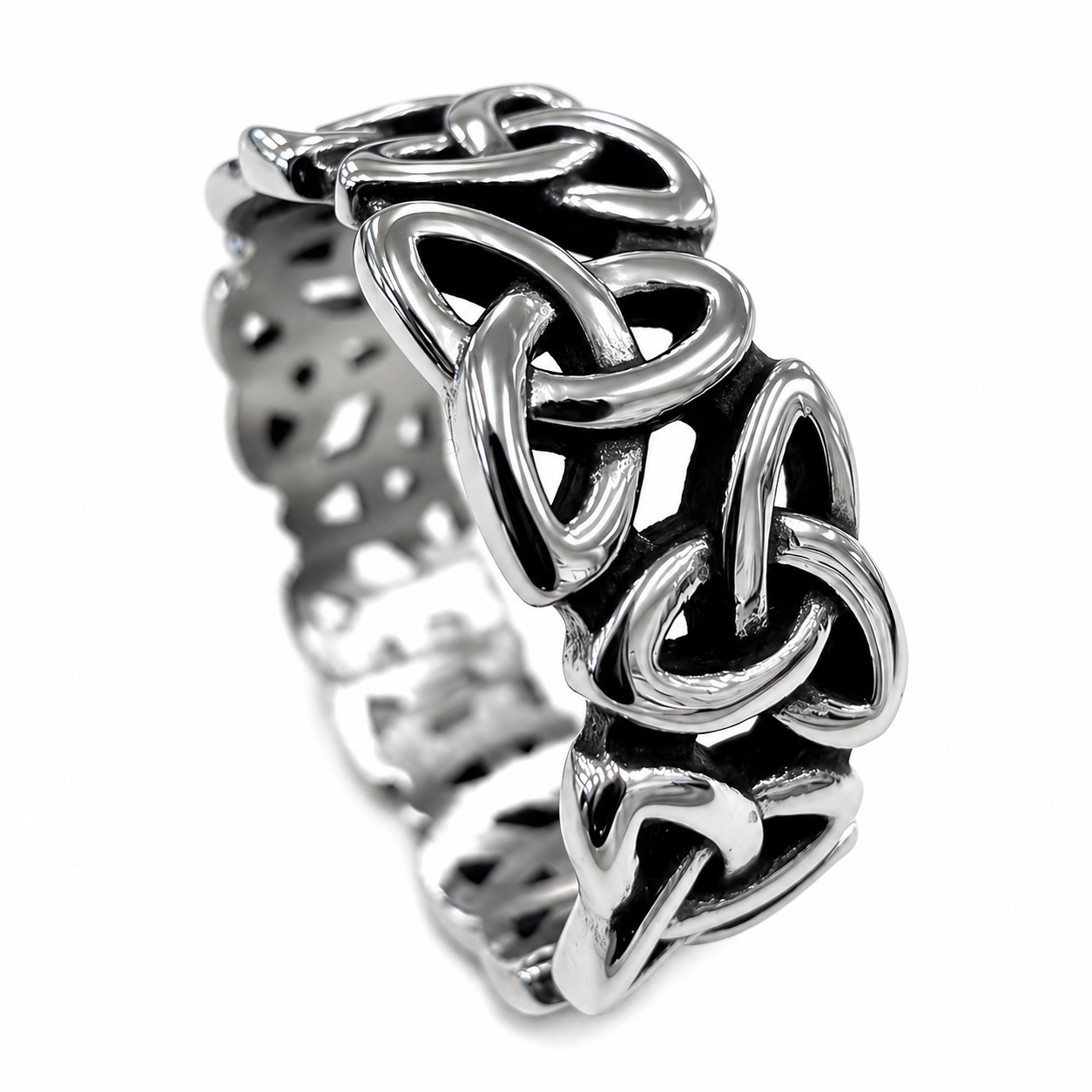 Stainless Steel Eternity Celtic Knot Triquetra Infinity Ring