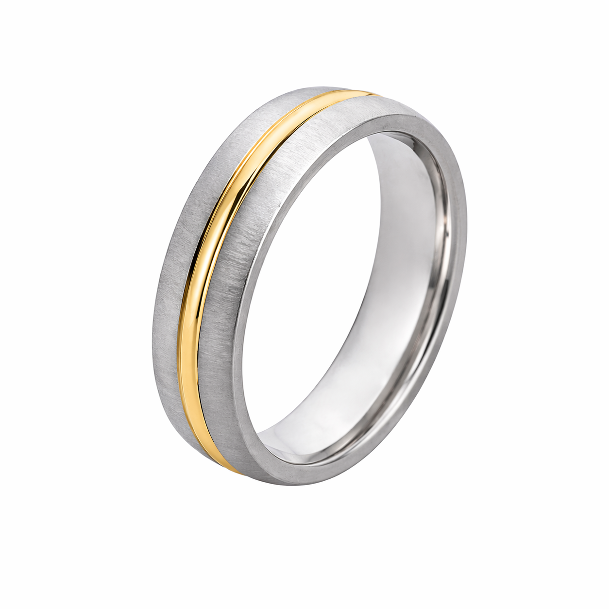 18k Gold PVD Stainless Steel Groove Eternity Etch Band Ring