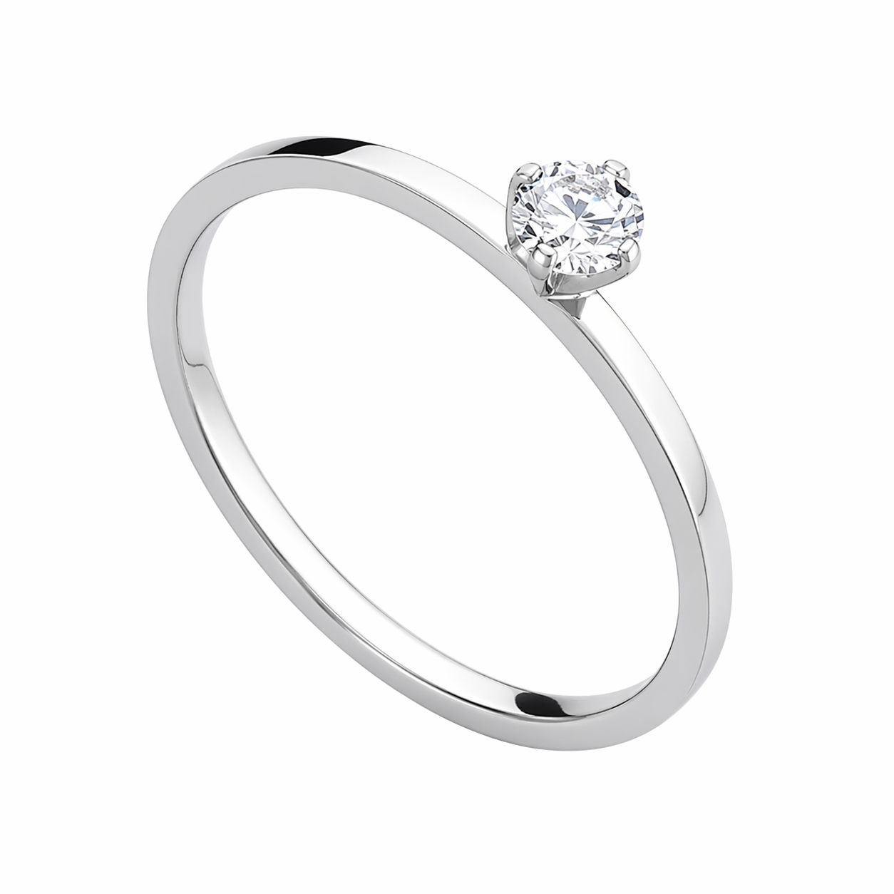 Stainless Steel 3mm White CZ Solitaire 1mm Thin Band Ring