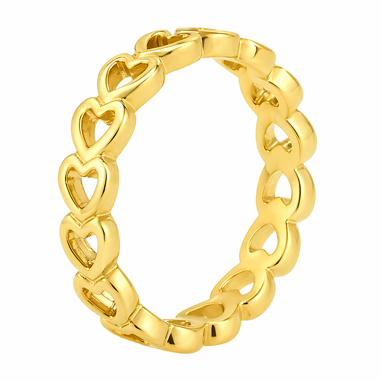 18k Gold PVD Stainless Steel Eternty Open Heart Love Band Ring
